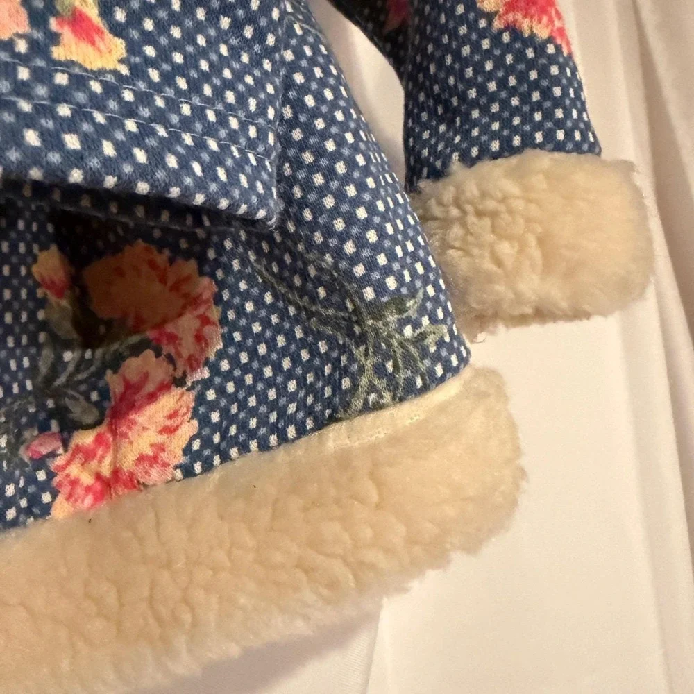 Vtg EUC Rose Cage San Fran toddler floral jacket skirt set‎ Faux Fur USA 2T-4T